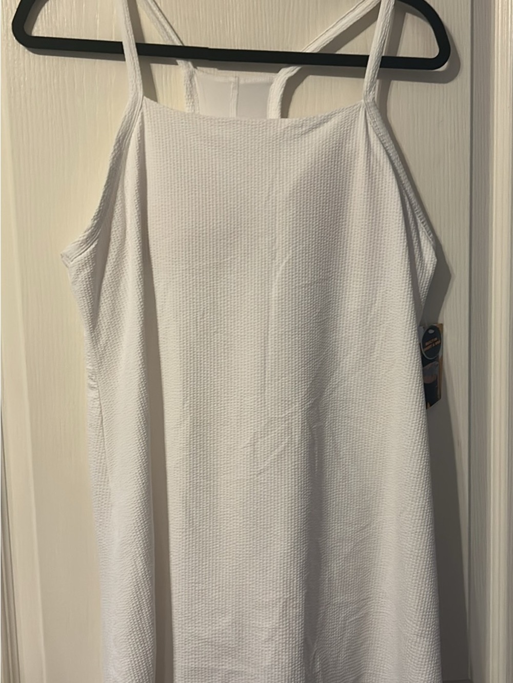 Avia White Textured Tank Top dress with built in bra and shorts
